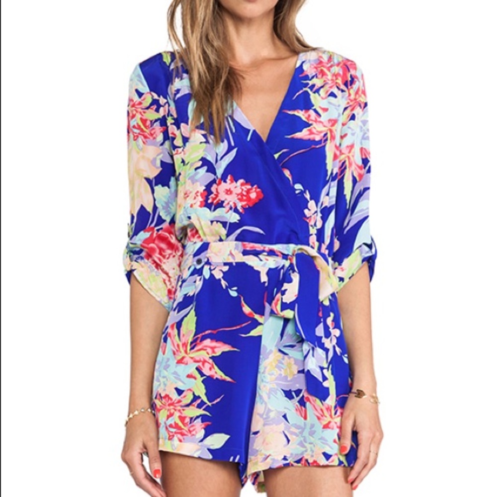 Yumm Kim Blue Floral Romper XS